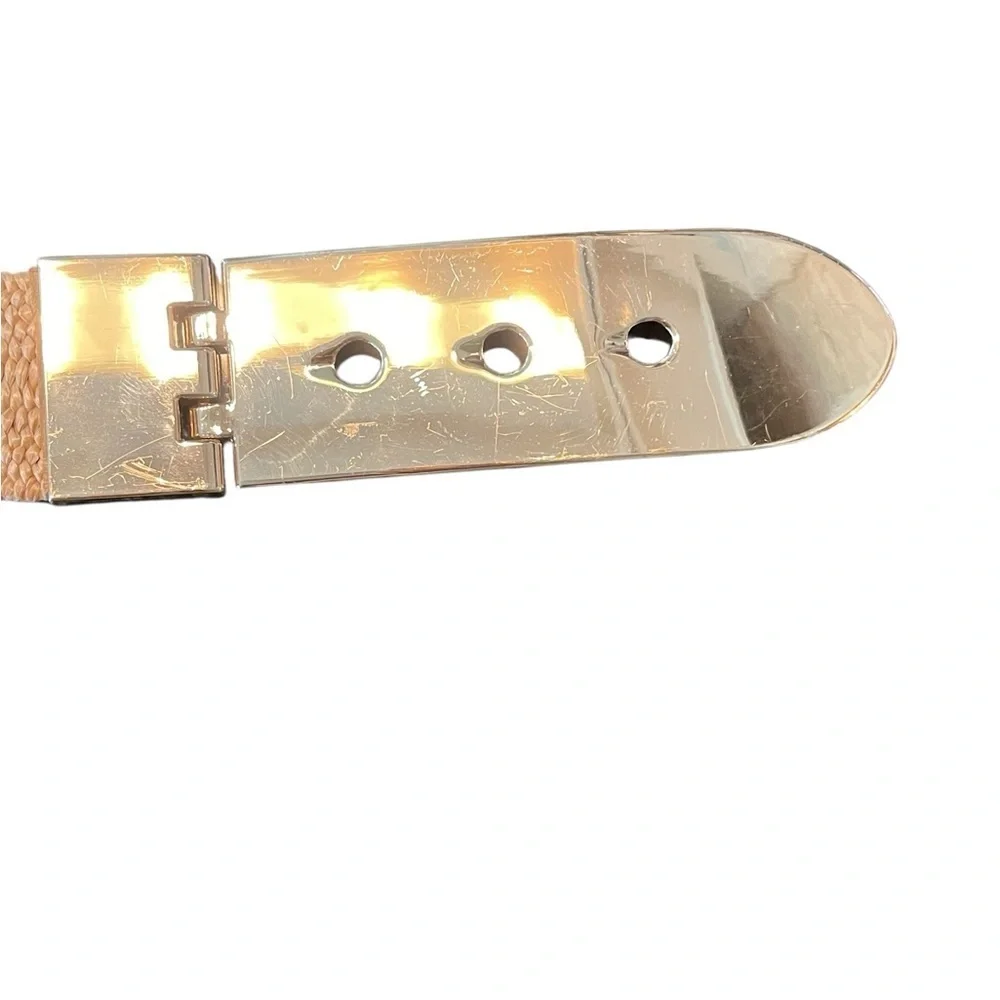 🤎Stretchy Neutral Woven Straw style Belt with Golden Buckle. NICE!!